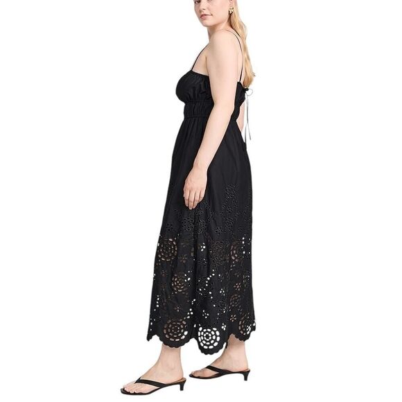 Madewell Embroidered Tank Midi Dress in Black Poplin NS131 size 14 NWT - Picture 5 of 8